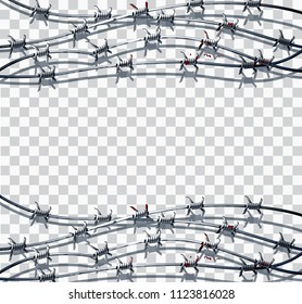 Barbed seamless on a transparent background. 3d realistic vector