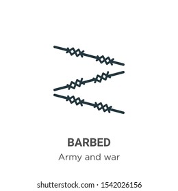 Barbed vector icon on white background. Flat vector barbed icon symbol sign from modern army and war collection for mobile concept and web apps design.
