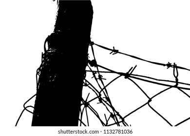Barbed wire background. Vector fence illustration isolated on white. silhouette of the barbed wire. vector of wired fence.