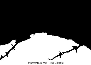 Barbed wire background. Vector fence illustration isolated on white. silhouette of the barbed wire. vector of wired fence.