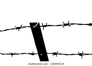 Barbed wire background. Vector fence illustration isolated on white. silhouette of the barbed wire. vector of wired fence.