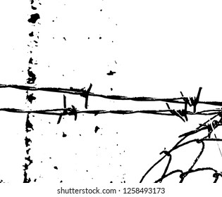 Barbed wire background. Vector fence illustration isolated on white. silhouette of the barbed wire. vector of wired fence.
