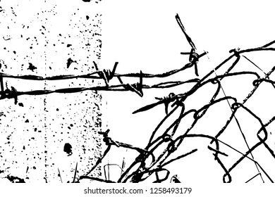 Barbed wire background. Vector fence illustration isolated on white. silhouette of the barbed wire. vector of wired fence.