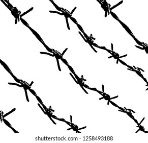 Barbed wire background. Vector fence illustration isolated on white. silhouette of the barbed wire. vector of wired fence.