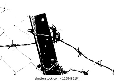 Barbed wire background. Vector fence illustration isolated on white. silhouette of the barbed wire. vector of wired fence.