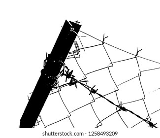 Barbed wire background. Vector fence illustration isolated on white. silhouette of the barbed wire. vector of wired fence.