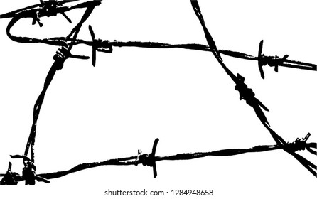 Barbed Wire Background Vector Fence Illustration Stock Vector Royalty Free