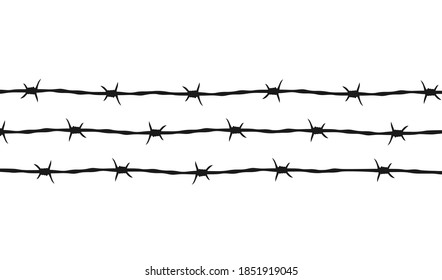 Barbed wire background. Vector fence illustration isolated on white.