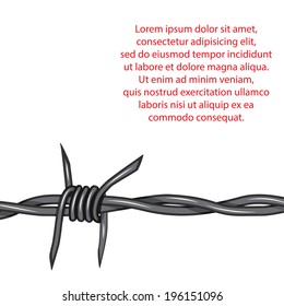 Barbed wire background. Vector fence illustration isolated on white. Protection concept design.