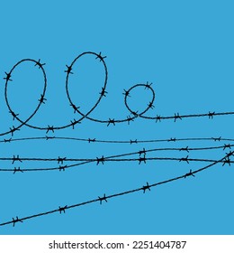 Barbed wire background. Vector fence illustration isolated on white. Protection concept design.