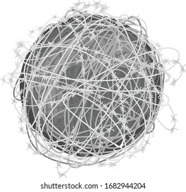 Barbed Wire Ball Circle Isolated Symbol Of Violence Dangerous Safety 