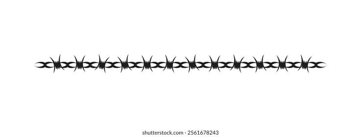 Barbed wire. Black barbwire, war or safety elements. Decorative borders design. Decorative Barbed Wire Border Graphic. Vector illustration