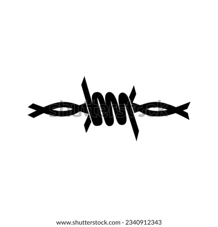 Barbed wire in black fill silhouette icon vector illustration. Editable and stylish graphics resources for many purposes.