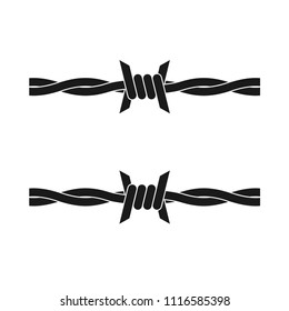 Barbed Wire Black Isolate on white background. Vector.