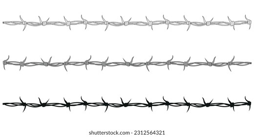 barbed wire - black and white symbol silhouette, vector illustration isolated on white background