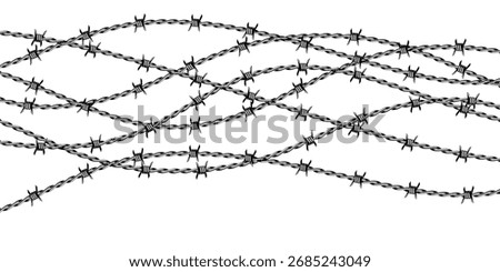 Barbed wire  border. Barbed wire fence.