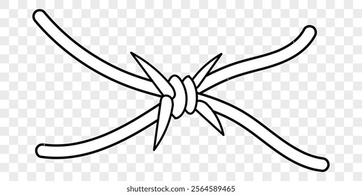 Barbed wire in cartoon style. Prison barbed wire hand drawing illustration isolated on background. Vector EPS 10