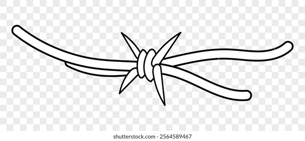 Barbed wire in cartoon style. Prison barbed wire hand drawing illustration isolated on background. Vector EPS 10