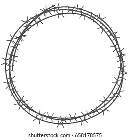 Barbed wire circle border. Vector illustration isolated on white background