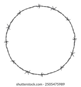 Barbed wire circle frame in realistic detail vector