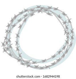 barbed wire circle isolated symbol of violence dangerous safety 