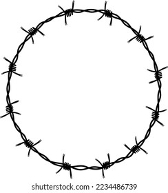 Barbed Wire Circle Shape  - (Editable file) Vector Illustration