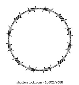 Barbed Wire of Circle Shape. Isolated on white background