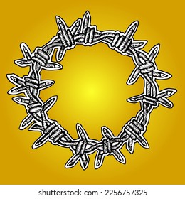 barbed wire circle, sketch and illustration