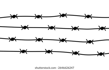 Ilustração de vetor de clip de arame farpado. Acampamento de ponta de arame de fronteira ou fronteira do exército. Cerca de arame para ilustração de segurança