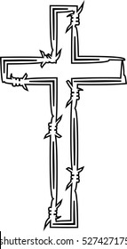 Barbed wire cross black and white