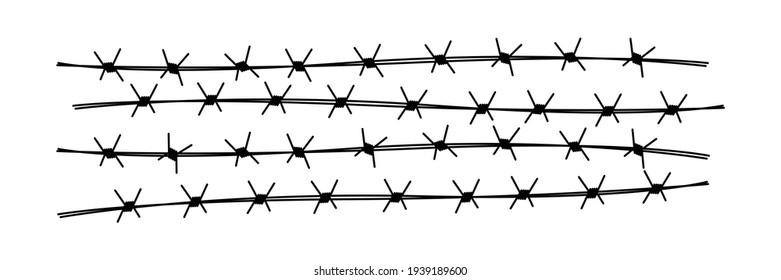 Barbed wire elements. Protect fence concept. Vector illustration isolated on white