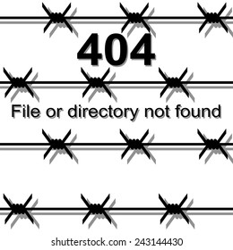 Barbed wire, the exclusion zone a message about Page not found Error 404