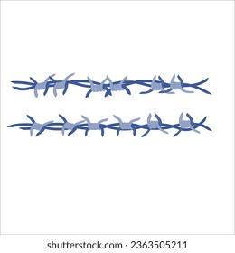 Barbed wire fence border frame illustration. Sharp thorns of barbwire barrier zone. Protection and security concept. Vector illustration.