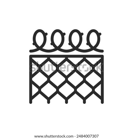 Barbed wire fence, linear style icon. high-security fence with barbed wire. Editable stroke width.