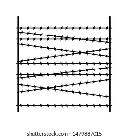 Barbed wire fence segment. Security Fencing Template. Vector illustration