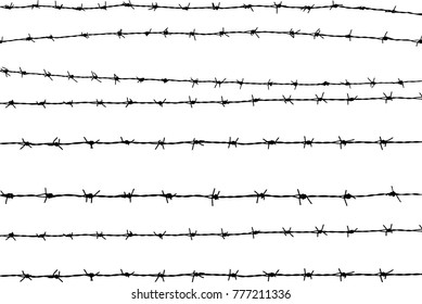 Barbed wire fence silhouette illustrated