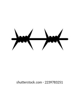 Barbed wire or fence silhouette on white background, vector illustration in flat design.