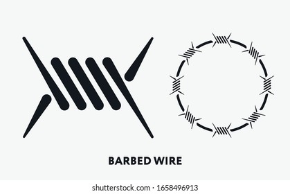 Barbed Wire Fence Spike. Flat Vector Line Icon.