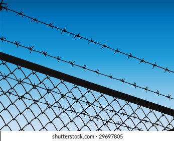 Barbed wire fence vector illustration -  imprisonment concept