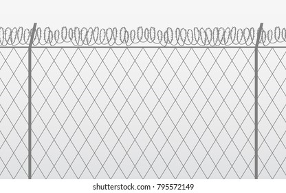 barbed wire fences in flat icon design on grey color background
