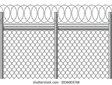 Las vallas de alambre de púas prohíben la entrada y la salida, bloquean la libertad, el confinamiento, pueden colocarse unas al lado de otras,
 textura Sin soldadura, diseño vectorial patrón icono diseño plano y fondo aislado.