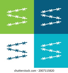 Barbed Wire Flat four color minimal icon set
