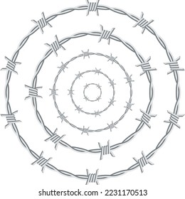 Barbed wire forms a circle. Vector image.