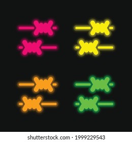 Barbed Wire four color glowing neon vector icon