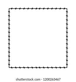 Barbed wire frame. Barb cadre Prison border. Vector illustration