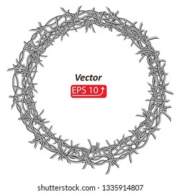 Barbed wire frame , isolated on white background vector illustration