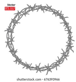 Barbed wire frame , isolated on white background vector illustration