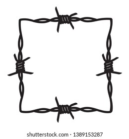barbed wire. barbed wire frame. barbed wire on white ground