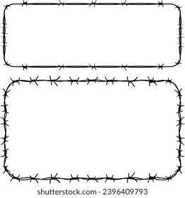 Rechteckform des Drahtgitters mit Stacheldraht. Stacheldraht