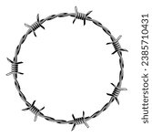 Barbed wire frame. Sharp barbwire border chain.
